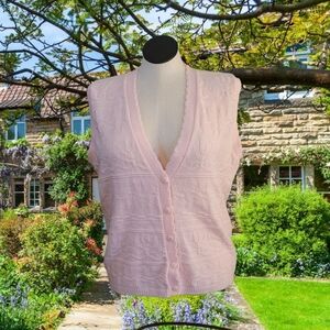 Pink Knit Sleeveless Cardigan